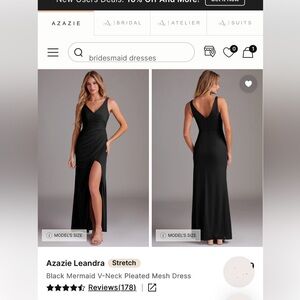 Azazie Black Leandra Maxi Dress with High Side Slit